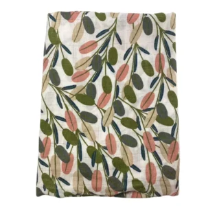 FRALDÃO FOLHAGENS VERDE E ROSA